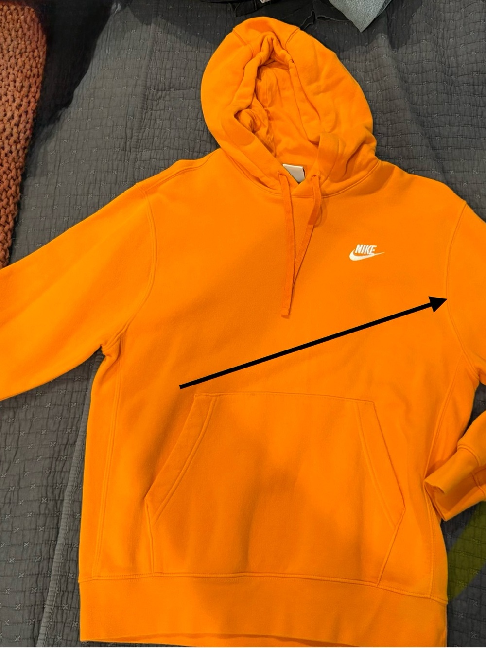 Nike Orange Men's Pullover Hoodie with White Swoosh